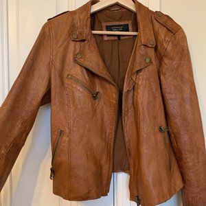 Zara Brown Leather Moto Jacket